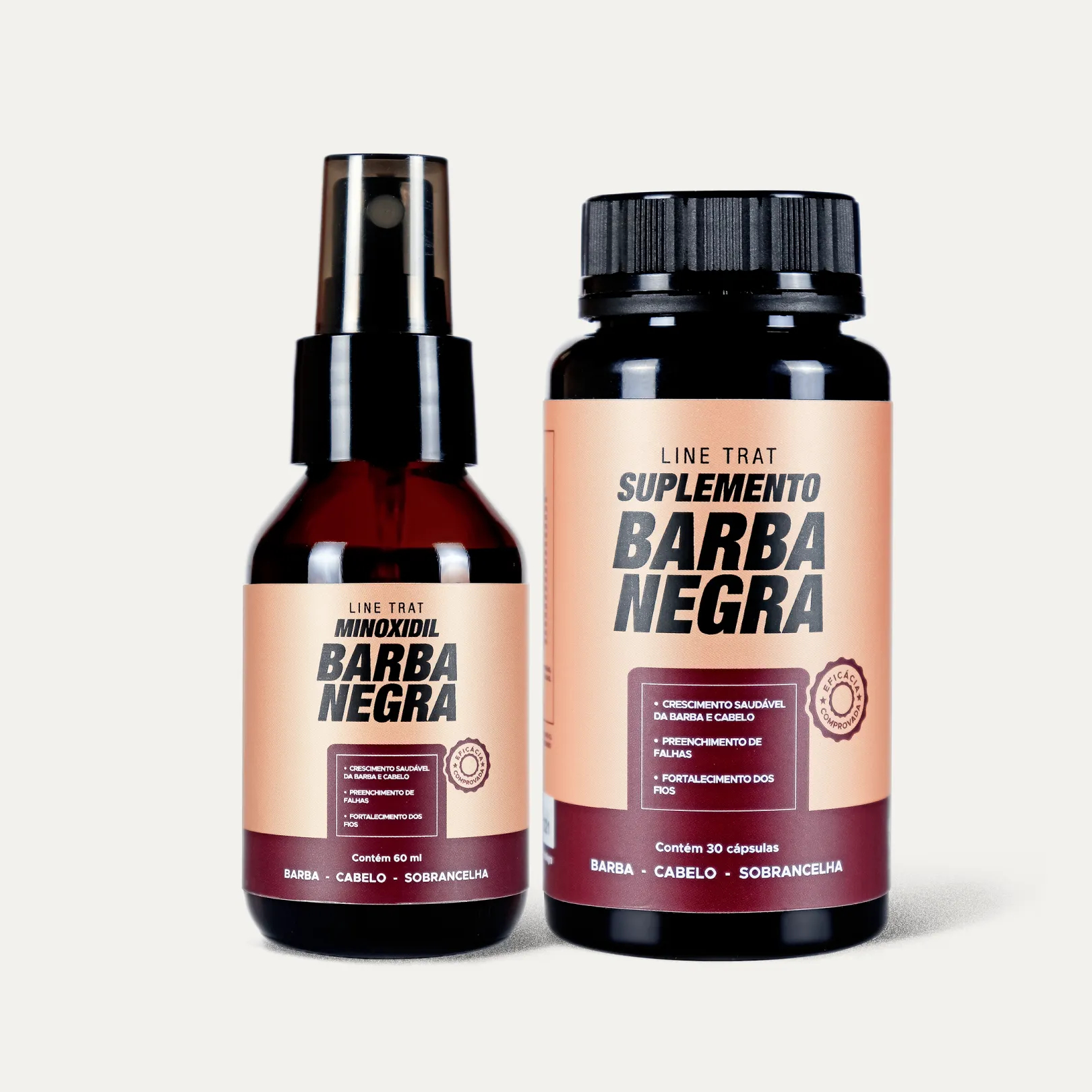 Minoxidil Tópico Barba Negra + Vitaminas Capilares